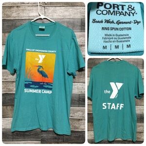 Port & Company YMCA Staff Summer Camp T Shirt Men’s M Blue Green